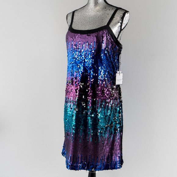 NWT LAUNDRY BY SHELLI SEGAL SEQUINED dress - sz 12 - Picture 1 of 8